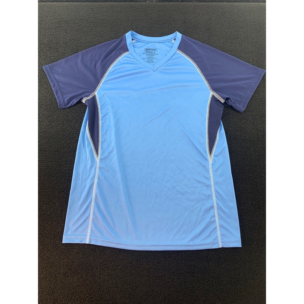 High Five Womens Moisture Wicking‎ Athletic V-Neck T-Shirt Size S Blue